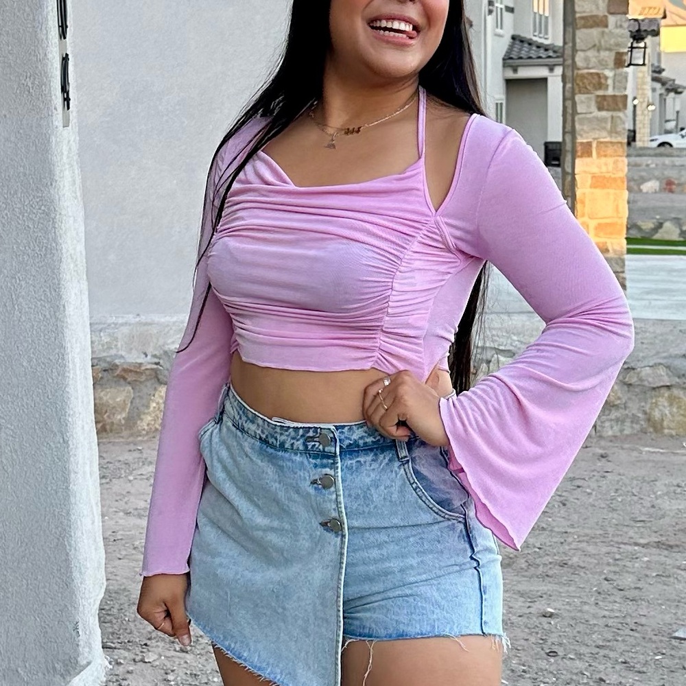 Pink Bell Sleeve Top